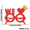 Red glitter heart party glasses with WE design and gold crown, 15.6cm width - WE Heart with Crown