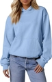 Light blue oversized hoodie with drop shoulders and kangaroo pocket for women - Light Blue