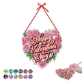 DIY Herz-Diamantmalerei Set mit rosa Rosen-Design für Valentinstag-Dekorationen - Festliches Rosen Herz Hängeschild