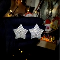 Luxury sparkling star-shaped stud earrings featuring full rhinestone inlay on silver finish - Silver Full Rhinestone Star Earrings