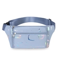 Fashionable blue oxford fabric waist bag with colorful metallic abstract pattern for women - Blue