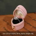 Pink heart-shaped mini ring box in leather with inner black velvet and a silver ring - Octagonal / Sakura Pink