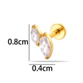 Piercing d'oreille papillon doré avec pierres en zircon de taille 0,8x0,4 cm - Style Aile de Papillon (2630-2#) / Or