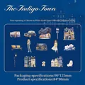 The Indigo Town PET stickers featuring blue vintage European buildings and characters - The Indigo Town