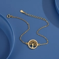 Elegant gold S925 silver tree of life bracelet with sparkling cubic zirconia stones - Bracelet / Gold