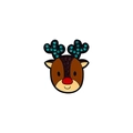 Cartoon reindeer Christmas brooch with blue rhinestones and red nose on metal enamel - Red Nose Reindeer with Blue Rhinestone Antlers (CZ2291-4)