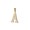 Collana in acciaio inossidabile dorato con ciondolo lettera A e cristalli incastonati - Lettera A / Con Catena a Maglia