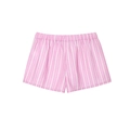 Detail of pink and white vertical striped cotton shorts with elastic waistband design - XS / Pink Shorts