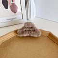 Pince à cheveux demi-lune de 10cm en peluche marron avec finition douce en fausse fourrure - Khaki