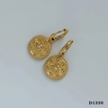 Golden sunburst earrings with sparkling white crystals and circular clasp design - Gold Earrings (White Zirconia)