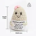 Handmade crochet positive potato doll with motivational quote card in beige and pink - Mist White No Blush Bow P Card