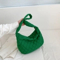 Quilted nylon tote bag in vibrant green with unique knotted shoulder strap detail - Green