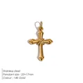 Polished 14K gold-plated stainless steel cross pendant in 23x17mm dimensions - Polished Plain Style (JP43343) / 23x17mm
