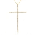 Collana con ciondolo a croce dorata con zirconi bianchi e catenina modello veneziana - Stile Croce Dorata in Zircone Bianco Snello (NB02-9) / Oro/Bianco