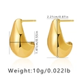 Macro view of gold drop earrings showing detailed dimensions and polished mirror finish - Mirror Teardrop Style (KE0939) / Gold