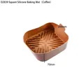 Molde cuadrado de silicona marrón para freidora de aire 200x70mm con textura de drenaje - Bandeja de Silicona Cuadrada / Café