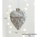 8x7cm heart-shaped sequin Christmas ornament box with openable hinged metal frame - Gift Jewelry Box Ornament