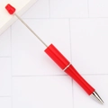 DIY colorful beaded pen in vibrant red finish featuring a delicate rose bud top ornament - Fluorescent Red