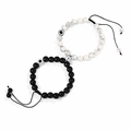 Bracciali magnetici di coppia con turchese bianco, perline nere e ciondolo malocchio - Stile Magnetico Malocchio Bianco e Nero (款式-01)