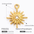Golden sunburst evil eye pendant in 18k gold plated stainless steel with clear zircon - Clear Zircon Starburst Style (PJ91031)