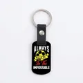 Soccer keychain with black leather strap and Always Believe in the Impossible text - Always Believe Style (CPK111)