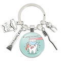 Silver dental keychain featuring toothpaste, floss, and toothbrush charms with glass pendant - Brushing Too Hard Warning (19)