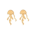 Unique octopus stud earrings in golden finish with a liquid metal texture - Jellyfish Shape (3#)