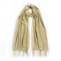 Soft beige cashmere-style scarf for women with elegant tassel trim in solid color - Khaki