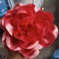 Handcrafted 19cm large red satin fabric flower brooch with an oversized floral design - Watermelon red