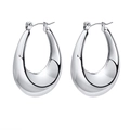 Polished silver hollow teardrop earrings in high-quality stainless steel for women - Water Drop Hoop (EH-280S) / Silver