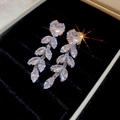 No.49 Silver Leaf Rhinestone Earrings