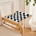 Solid wood hanging cat bed with black and white checkerboard plush cushion for window - Upgraded Style A / Black and White Grid Plush