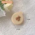 Mini spazzola per capelli beige con specchio e design orso 3D portatile, 6.5x7.2cm - 2# Orso Giallo Crema (con testo)