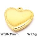 Golden heart-shaped stainless steel jewelry pendant with beaded edge finish, 20x19mm size - Gold (KLJ5886-Z)
