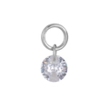 S925 sterling silver earring pendant featuring a faceted clear zircon charm on a silver ring - A0021-Round / Silver