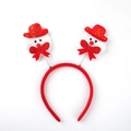 Christmas headband with red spring-mounted white snowmen wearing gold snowflake hats - 26# Hat Bow Snowman