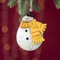 Decorazione di pupazzo di neve in ferro con sciarpa a righe arancioni per l'albero - 10.5*7cm (28.5g) / Pupazzo di neve Tipo A