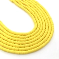 Strands of vibrant yellow polymer clay disk beads in a flat round shape for DIY jewelry - 6mm / Yellow