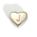 Polished silver heart-shaped pendant with letter J engraving for DIY jewelry - Letter J Style (SP143S-J)