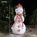 White flocked snowman figurine with red plaid hat and scarf, size 40cm, Christmas ornament - 40x20cm