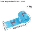 Cinta navideña azul con renos brillantes y copos de nieve para envolver regalos - Estilo Alce Copo de Nieve (Y1-22) / 5cmx457cm / Azul