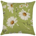 Linen cushion cover featuring white daisy floral pattern on a green background - 18x18 Inch / Green Daisy Pattern (LYD399-4)