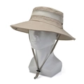 Khaki outdoor sun hat with breathable mesh and adjustable chin strap for hiking - One Size / Light Beige