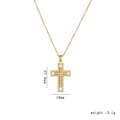 Titanium steel cross necklace with white zircon pavé and gold finish, size 27.8x18mm - Gold Double-Layer Cross (1583)