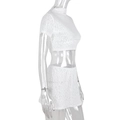 Completo due pezzi bianco da donna con trama leopardata dévoré e gonna aderente - S / Bianco