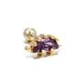 Golden dinosaur stud earring with purple zircon and screw back for tragus cartilage - Dinosaur (Purple)