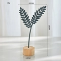 Modern Nordic metal feather ornament with wooden base 20cm height home decor - Wheat Ear / Gray