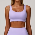 Fliederfarbenes nahtloses Yoga-BH und Leggings-Set mit hoher Stretch-Unterstützung - XL / Flieder