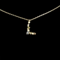 Letter L necklace in 18k gold plating with colorful zircon stones on black background - Letter L / Gold