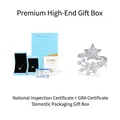 Ensemble bague étoile moissanite et collier avec coffret cadeau et certificat GRA - US 7 / Bague en argent S925 avec boîte LED, test national et certificats GRA
